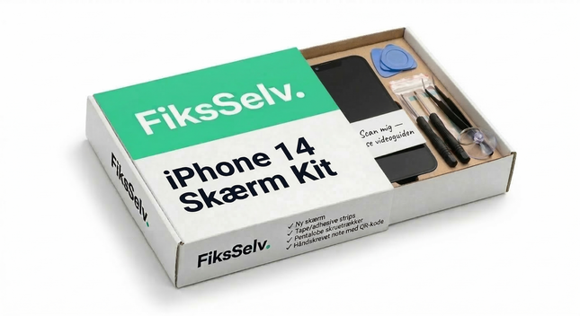 iPhone 14 Skærm Udskiftning — Komplet DIY Samlekit | FiksSelv