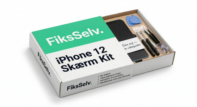 iPhone 12 Skærm Udskiftning — Komplet DIY Samlekit | FiksSelv